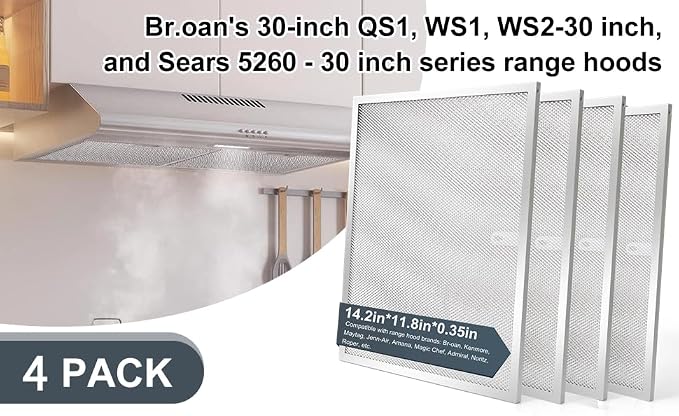 BPS1FA30 Range Hood Grease Filter 11-3/4" x 14-1/4" Multi-layer Aluminum Mesh - Image 8