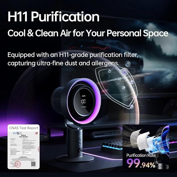 JISULIFE Table Purifier Fan, 3-in-1 Air Purifier Cool - Image 2