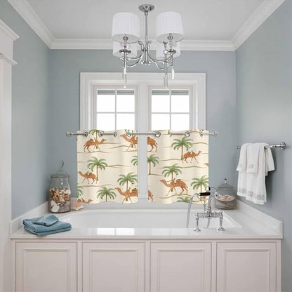 2 Panel Kitchen Cafe Curtains, Date Coconut Tree Sunlight Filtering Nature Air - Image 3