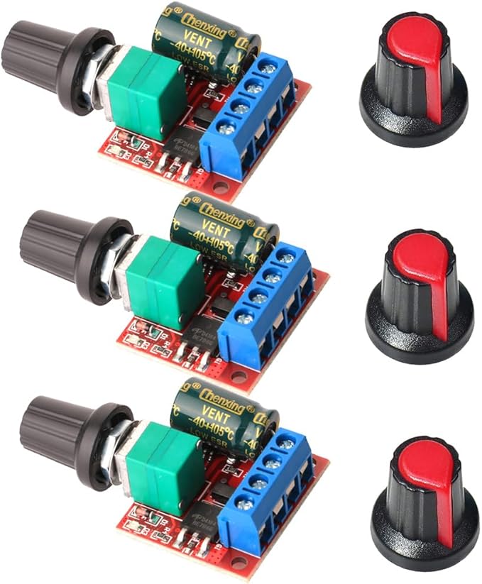 Gebildet 3pcs Mini DC Motor PWM Speed Controller, DC 5V-35V 5A Speed Adjustable Switch Module, 6V 12V 24V Variable Voltage Regulator Dimmer Governor Switching Build with LED Indicator
