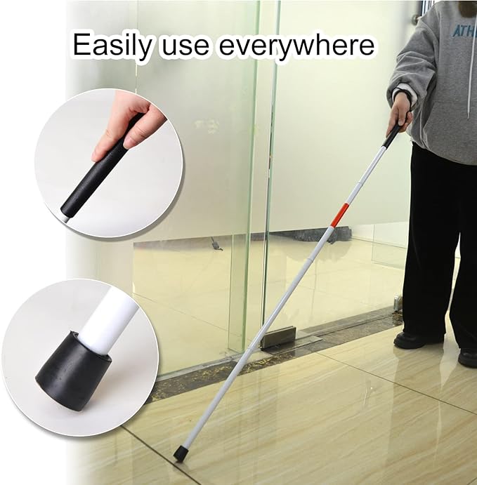 Baitaihem Folding Blind Cane Reflective Red Folding Walking Stick for Vision Impaired and Blind People
