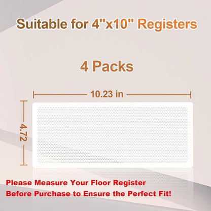 White Floor Register Vent Screen Cover 4"x10" Magnetic - Image 7