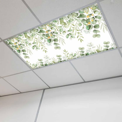 Fluorescent Light Covers for Ceiling Lights Sage Green Eucalyptus Leaves by Home+L6