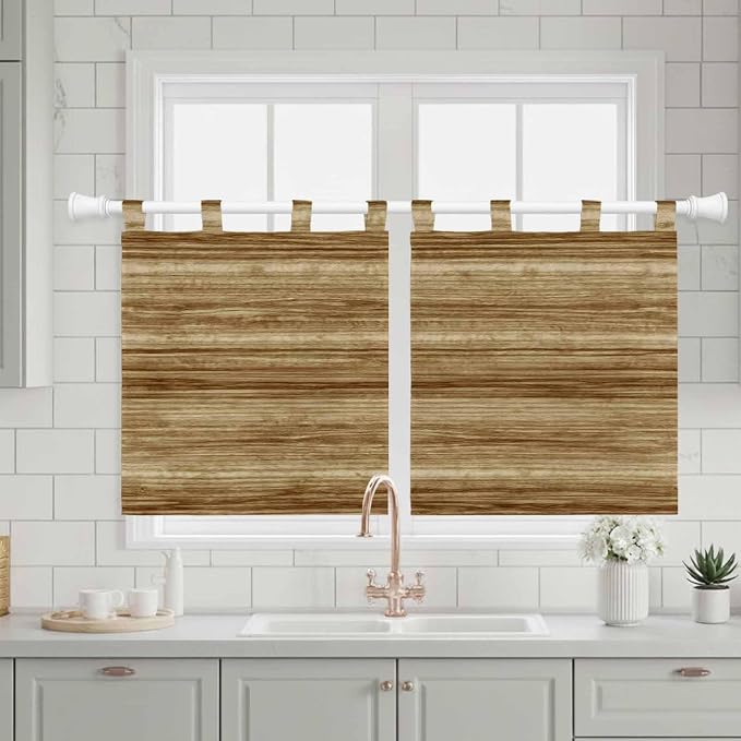 Vintage Western Kitchen Curtains 36 Inch Length, Small Window Curtains Tab Top - Image 3