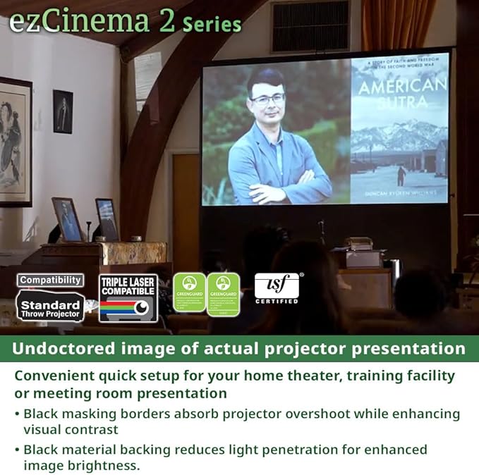 Elite Screens ezCinema 2 Projector Screen, 107-inch 16:9 Manual Floor Pull Up Scissor Backed, Portable Home Theater Office Front Projection + Carrying Bag, US Based Company 2-YEAR WARRANTY, F107XWH2