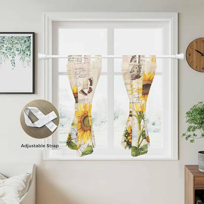 Yellow Sunflowers Bedroom Curtains 63 Inch Length, Window Curtains Tab Top - Image 5