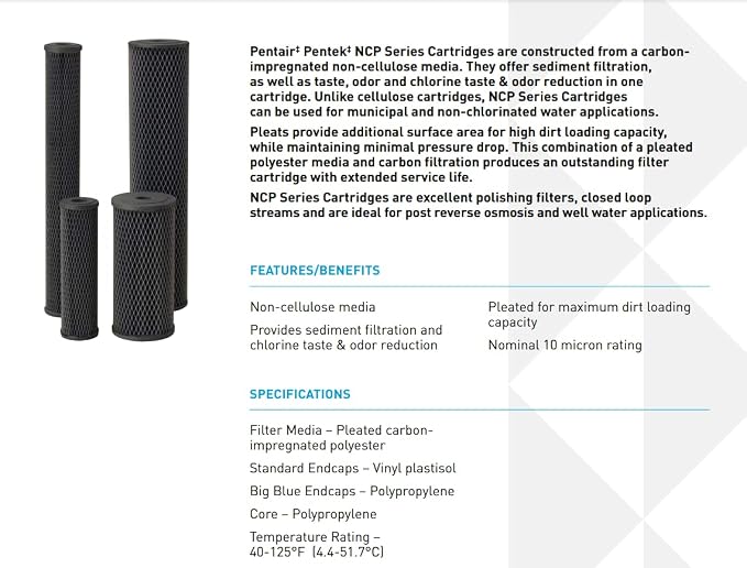 Pentair Pentek NCP-BB Big Blue Carbon Water Filter, Whole House Non-Cellulose - Image 4