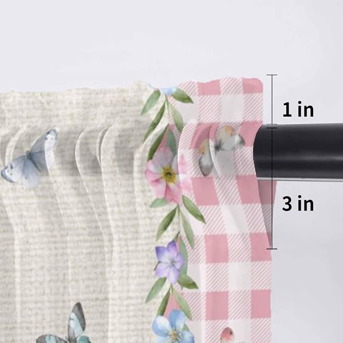 Easter Sheer Valances for Windows 60"x18", Light Filtering Kitchen Curtains - Image 7