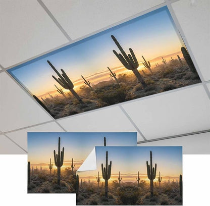 Fluorescent Light Covers for Drop Ceiling Desert Cactus Sunset Magnetic Light by Unknown