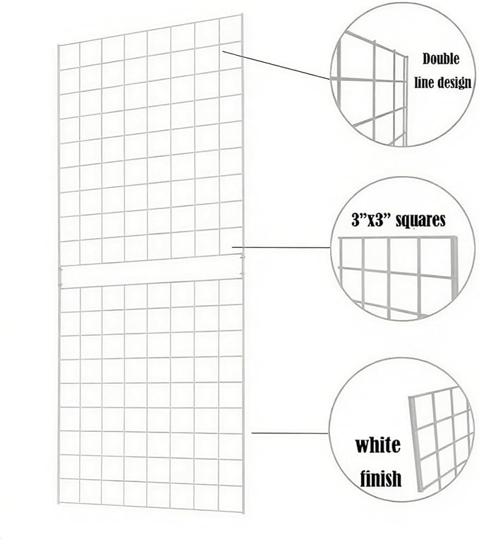 7RiversART Grid Wall Commercial Grade Gridwall Panels – Heavy Duty Grid Panel for Any Retail Display Wall Grid 2' Width x 5' Height, White (Pack of 4) Easily Portable
