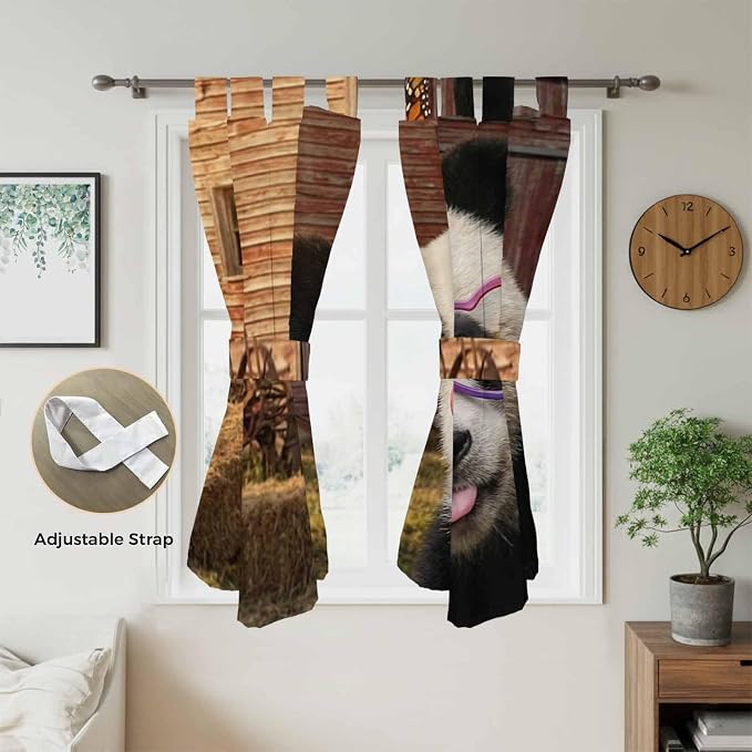 Farm Panda Bedroom Curtains 72 Inch Length, Window Curtains Tab Top, Farmhouse - Image 5