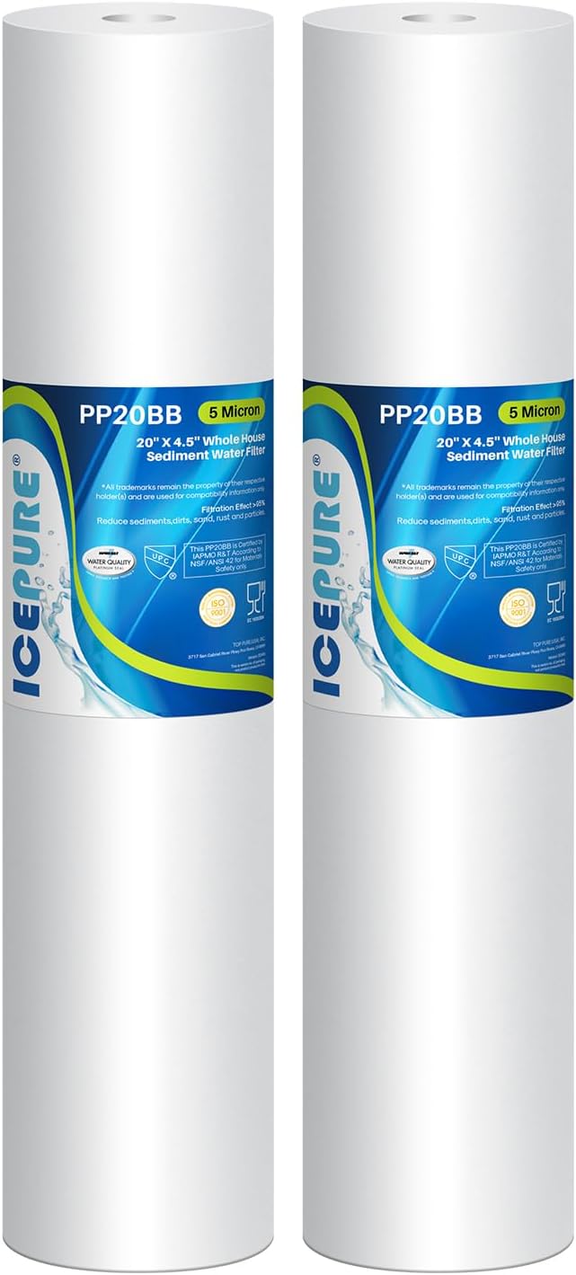 ICEPURE 5 Micron 20" x 4.5" Whole House Sediment Home Water Filter Replacement by ICEPURE