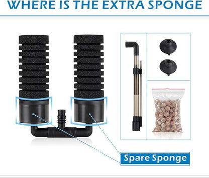 hygger Sponge Filter, Aquarium Filter Double Sponge Replaceable Media - Image 2