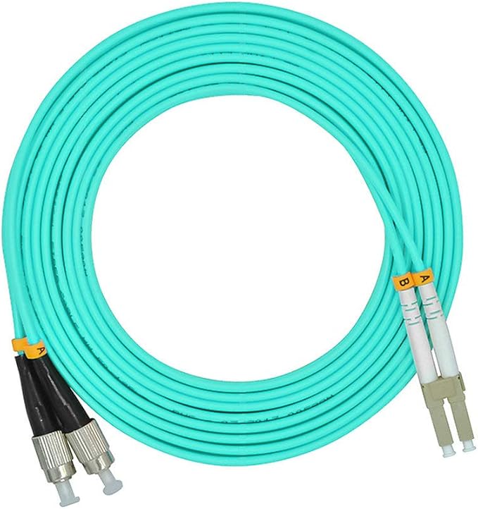 Jeirdus 3Meters 10ft LC to FC Duplex 50/125 10G OM3 Multi-Mode Fiber Optic Cable Jumper Optical Patch Cord LC-FC