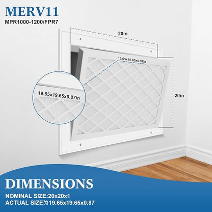 20x20x1 MERV 11 Air Filter, Quality AC/HVAC Furnace Filter，1 Reusable ABS Frame - Image 2