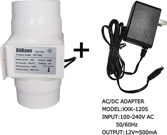 Inline Duct Fans 3 Inch 12V Extractor Fan 6W 47Cfm Plastic Variable Vent Blower - Image 4