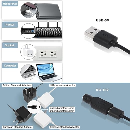 Quiet 80mm Fan with 10 Speed USB 5V DC 12V IPX5 Waterproof Cooling Fan - Image 5
