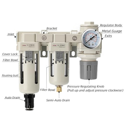 Air Filter Dryer 3/8 NPT Auto Drain+Semi-Auto Drain-Double Air Filters - Image 2