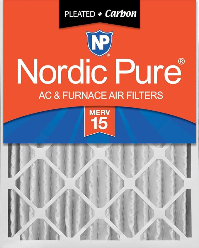 Nordic Pure 20x20x4 Pleated Air Filters MERV 15 Plus Carbon 1 Pack by NordicPure
