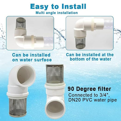 DN20 inch stainless steel filter cover connected to 90 degree elbow 3/4" PVC - Image 5