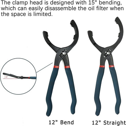 12" Oil Filter Pliers, Adjustable Oil Filter Wrench, Universal Oil Filter - Image 3