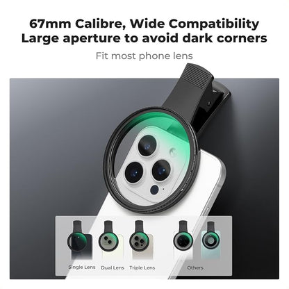 K&F CONCEPT 67mm Clip-on Black Diffusion 1/4 Phone Camera Lens Filter Kit - Image 2