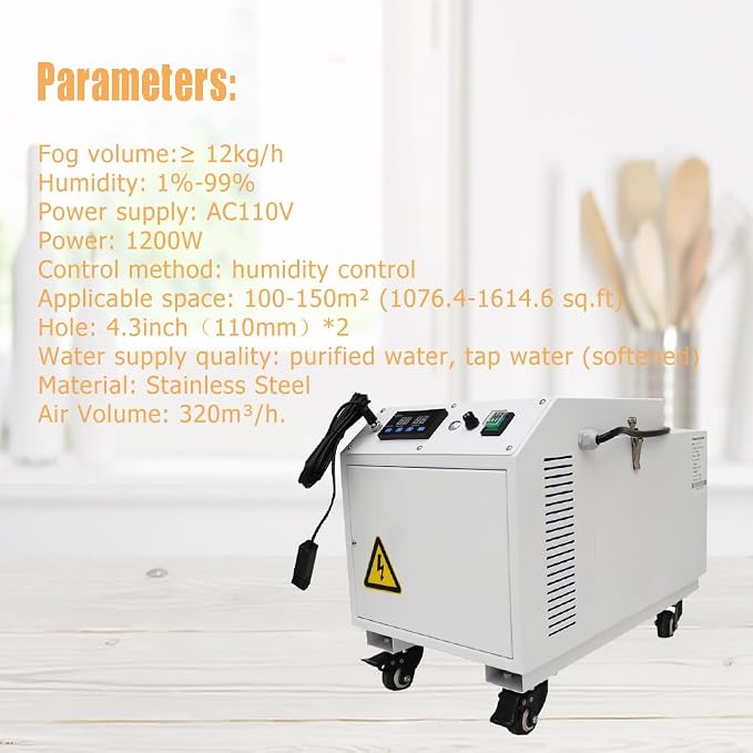 Commercial Ultrasonic Humidifier 12kg/h Portable Continuous Cool Mist Maker - Image 6