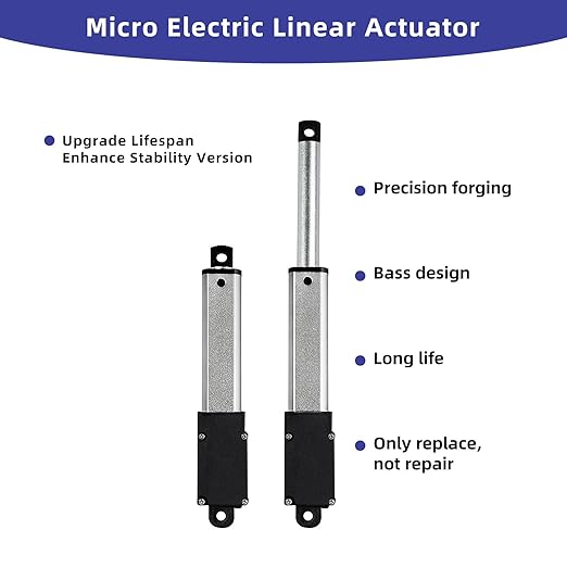 0.5 Inch 28lbs Mini Stroke 12V Electric Linear Actuator 4mm/sec Linear Motion Actuator with Brackets for Cabinets, Robotics, Home Automation, Window Opener(120N, 10mm)