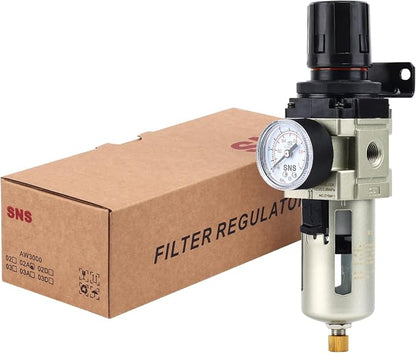 SNS 1/4''NPT Compressed Air Compressor Pressure Filter Regulator Piggyback Combo - Image 5
