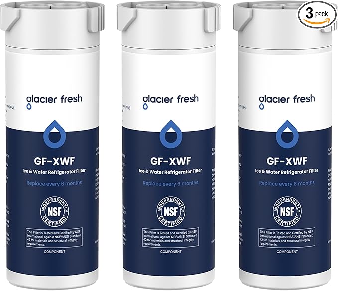 GLACIER FRESH XWF Replacement for GE XWF Refrigerator Water Filter Pack of 3 by GLACIERFRESH