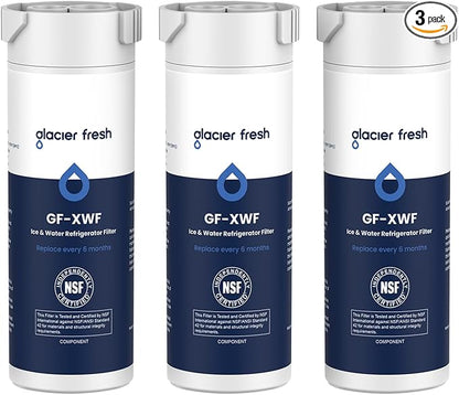GLACIER FRESH XWF Replacement for GE XWF Refrigerator Water Filter Pack of 3 by GLACIERFRESH