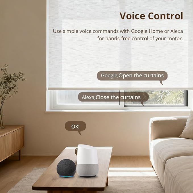 Blindsmart Rechargeable Tuya Zigbee Roller Blinds Motor for 38mm Tube, Motorized Window Shades Automatic Blinds Curtain Opener APP Control, Zigbee Hub Required (Only Motor + Solar Pannel)