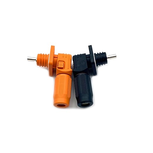 400A Battery Energy Storage Connector, 150mm² High Current Connectors IP67 Waterproof Stud Wiring Power Adapter Quick Plug Terminal Right Angle Plug and Socket (1500V Black+Orange)