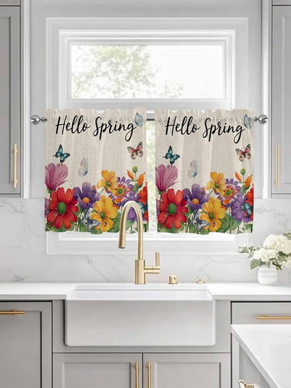 Spring Flowers Half Window Curtains 24 Inches Long, Farmhouse Vintage Country - Image 3