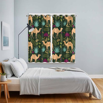 2 Panel Kitchen Cafe Curtains, Retro Desert Camel Sunlight Filtering Nature Air - Image 4