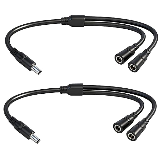 1.3FT 5.5mmx2.5mm 14AWG 12V/24V DC Power Splitter 1Male to 2Female High Power 5525 Connector for Solar Panel, Energy Storage Power Supply, Outdoor Power Supply, LED Strip Light 2pcs