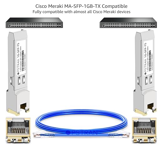 OPSTRAN 1000BASE-T SFP RJ45 Copper Transceiver Module Compatible with Cisco Meraki MA-SFP-1GB-TX 100m Cat5e/6 4 Pack