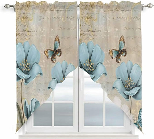 Spring Flowers Swag Valances for Windows, Vintage Rustic Tulips Floral by Unknown