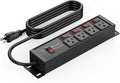 CCCEI Heavy Duty Surge Protector Power Strip 20 Amp Individual Switches. 25FT 12 Gauge Extension Cord with Multiple Outlets. Kitchen, Garage, Shop, Industrial Wall Mount Electric Extender, Black.