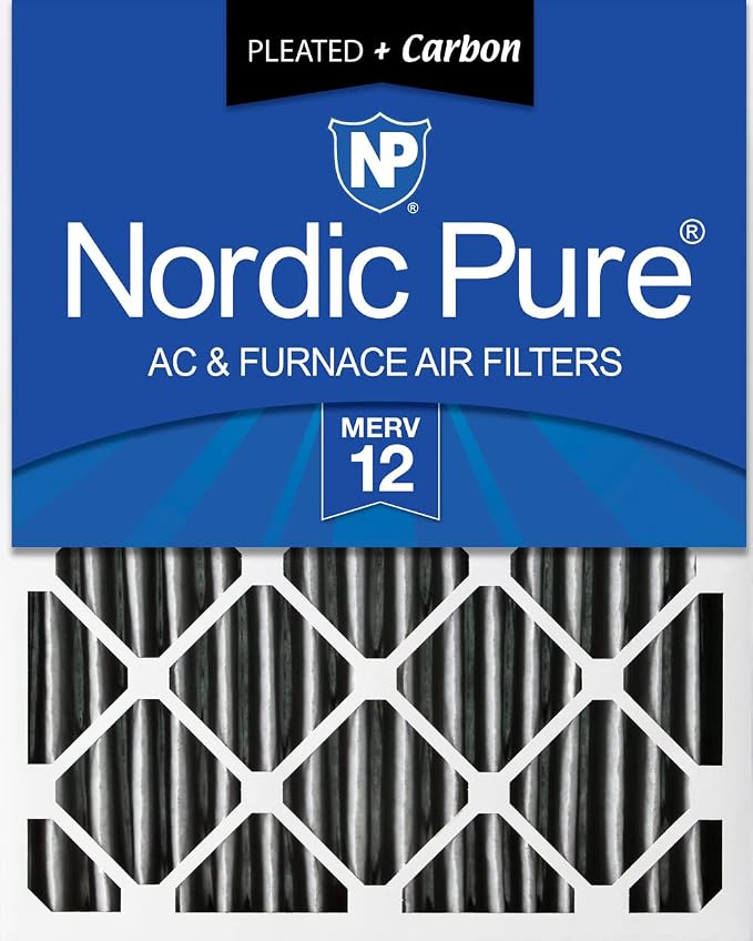 Nordic Pure 16x24x4 Pleated Air Filter MERV 12 Plus Carbon 1 Pack by NordicPure
