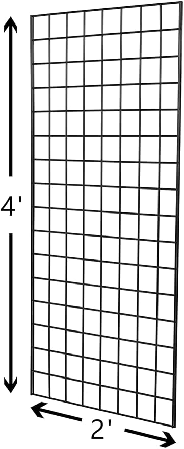 NEESEEYEE Commercial Grade Gridwall Panels – Heavy Duty Grid Panel for Any Retail Display, 2’ Width x 4’ Height, 4 Gridwall Panels Per Carton (Black Finish)