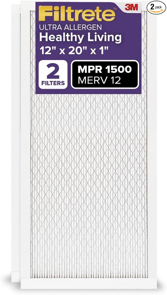 Filtrete 12x20x1 AC Furnace Air Filter, MERV 12, MPR 1500, CERTIFIED asthma & by Filtrete
