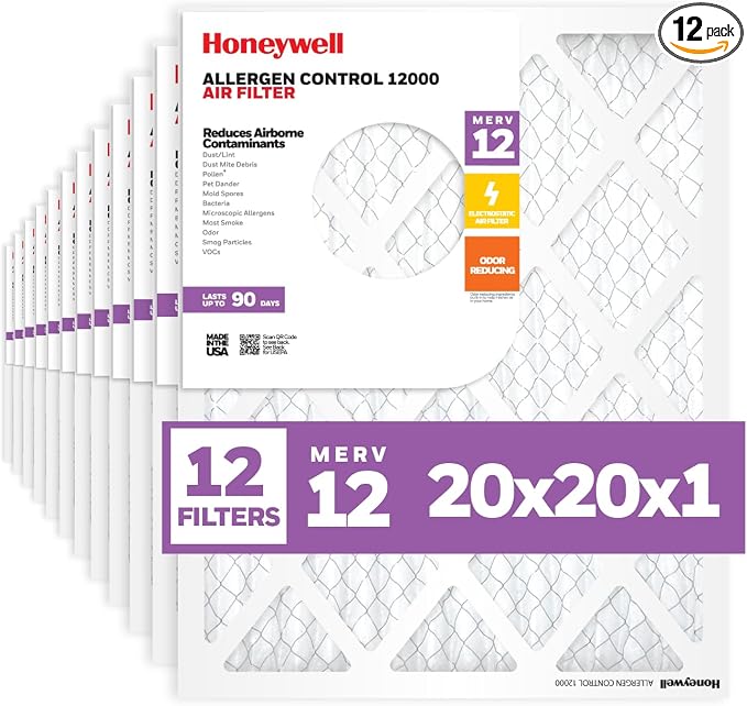 Honeywell 20x20x1 MERV 12 Electrostatic Pleated HVAC AC Furnace Air Filter | by HoneywellAirComfort