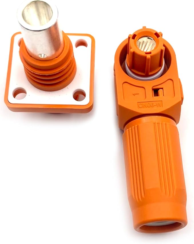 1 Set Battery Energy Storage Connector, 100A High Current Connectors Quick Plug Terminal Orange Right Angle Plug and Socket IP67 Waterproof Power Adapter Crimping 16mm² Wiring (1000V)