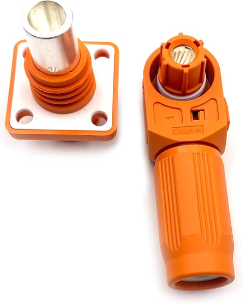 1 Set Battery Energy Storage Connector, 200A High Current Connectors Quick Plug Terminal Orange Right Angle Plug and Socket IP67 Waterproof Power Adapter Crimping 50mm² Wiring (1500V)