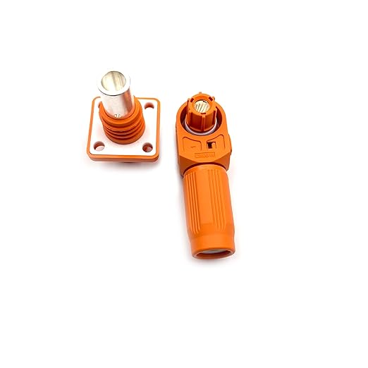 70A Battery Energy Storage Connector, 10mm² High Current Connectors IP67 Waterproof Crimping Wiring Power Adapter Quick Plug Terminal Right Angle Plug and Socket (1000V Black+Orange)