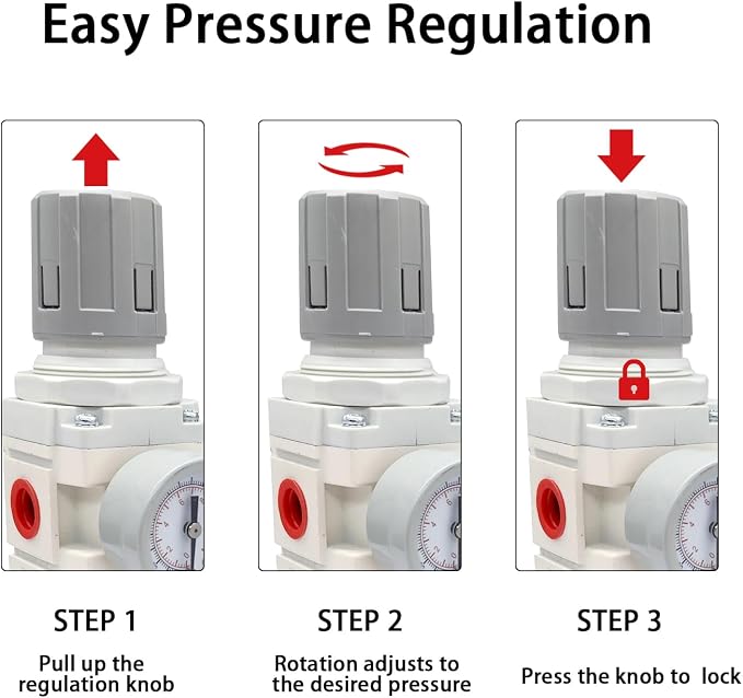 YSIL 3/8" NPT Compressed Air Filter Regulator Lubricator Two Units Combo Air - Image 6