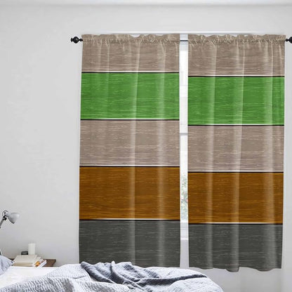Farm Gray Green Brown Wood Grain Window Valance Curtains, Rustic Wooden Plank - Image 8