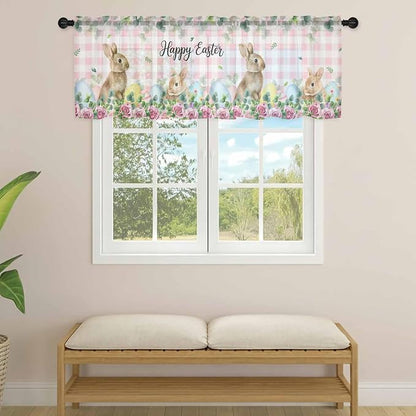 Easter Sheer Valances for Windows 60"x18", Light Filtering Kitchen Curtains - Image 4