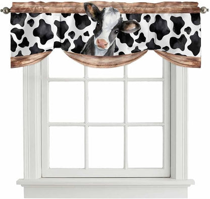 Cow Printed Tie Up Valance Curtains by Unknown